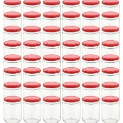 vidaXL Syltburkar i glas med röda lock 48 st 230 ml
