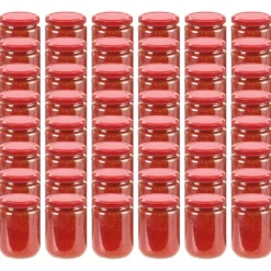 vidaXL Syltburkar i glas med röda lock 48 st 230 ml