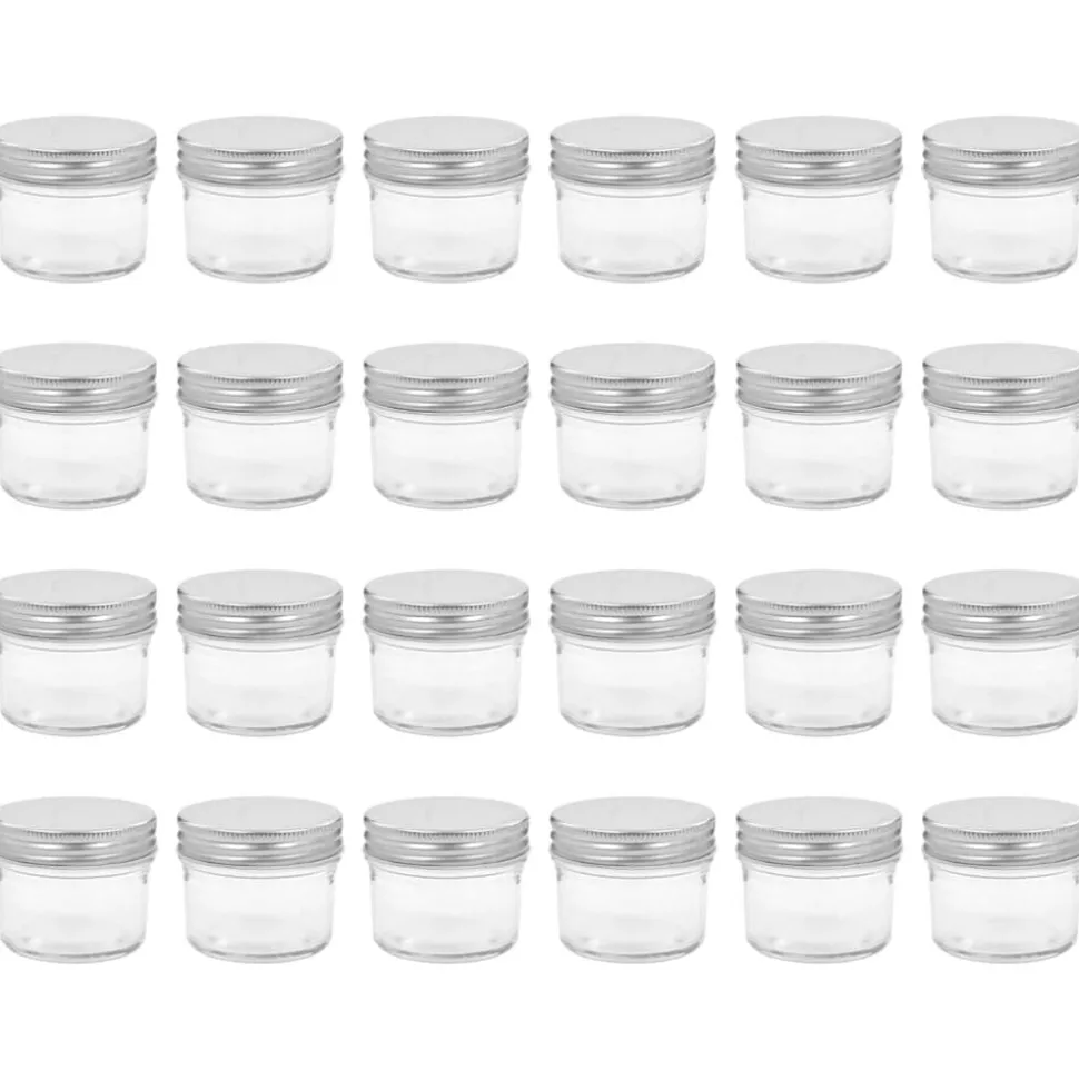 vidaXL Syltburkar i glas med silvriga lock 24 st 110 ml