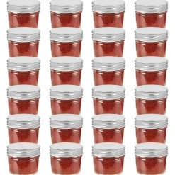 vidaXL Syltburkar i glas med silvriga lock 24 st 110 ml