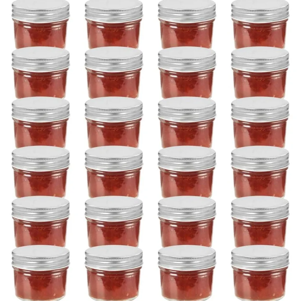 vidaXL Syltburkar i glas med silvriga lock 24 st 110 ml