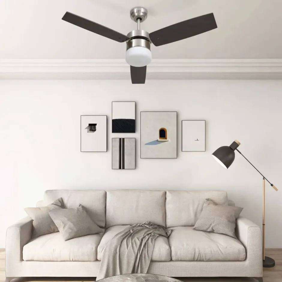 Hot vidaXL Takfläkt med lampa och fjärrkontroll 108 cm Mörkbrun