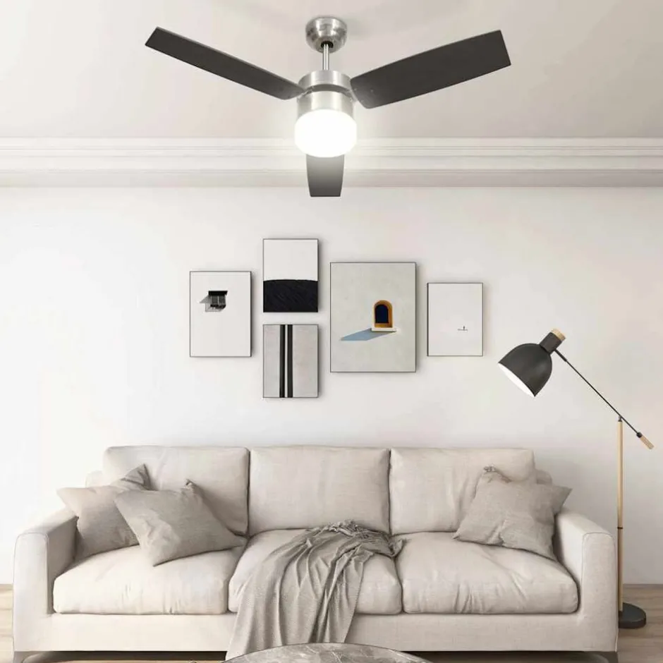 Hot vidaXL Takfläkt med lampa och fjärrkontroll 108 cm Mörkbrun