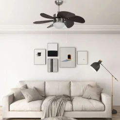 Best vidaXL Takfläkt med lampa 76 cm Mörkbrun