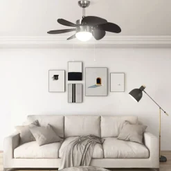 Best vidaXL Takfläkt med lampa 76 cm Mörkbrun