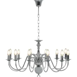 vidaXL Takkrona silver 12 x E14-glödlampor