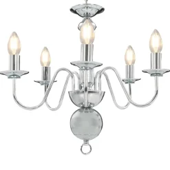 vidaXL Takkrona silver 5 x E14-glödlampor