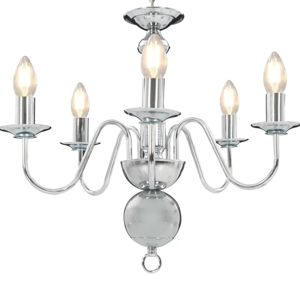 vidaXL Takkrona silver 5 x E14-glödlampor