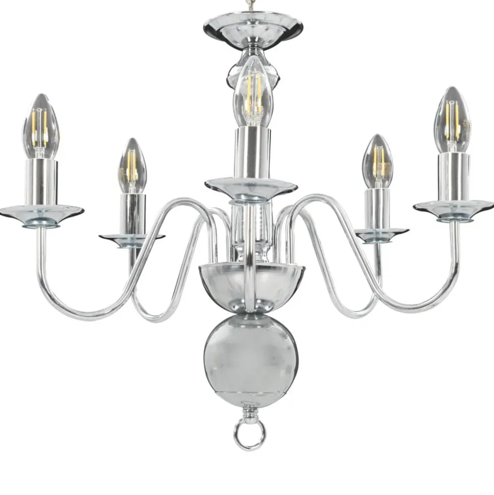 vidaXL Takkrona silver 5 x E14-glödlampor
