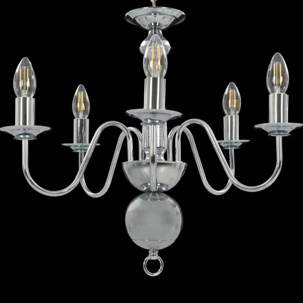 vidaXL Takkrona silver 5 x E14-glödlampor