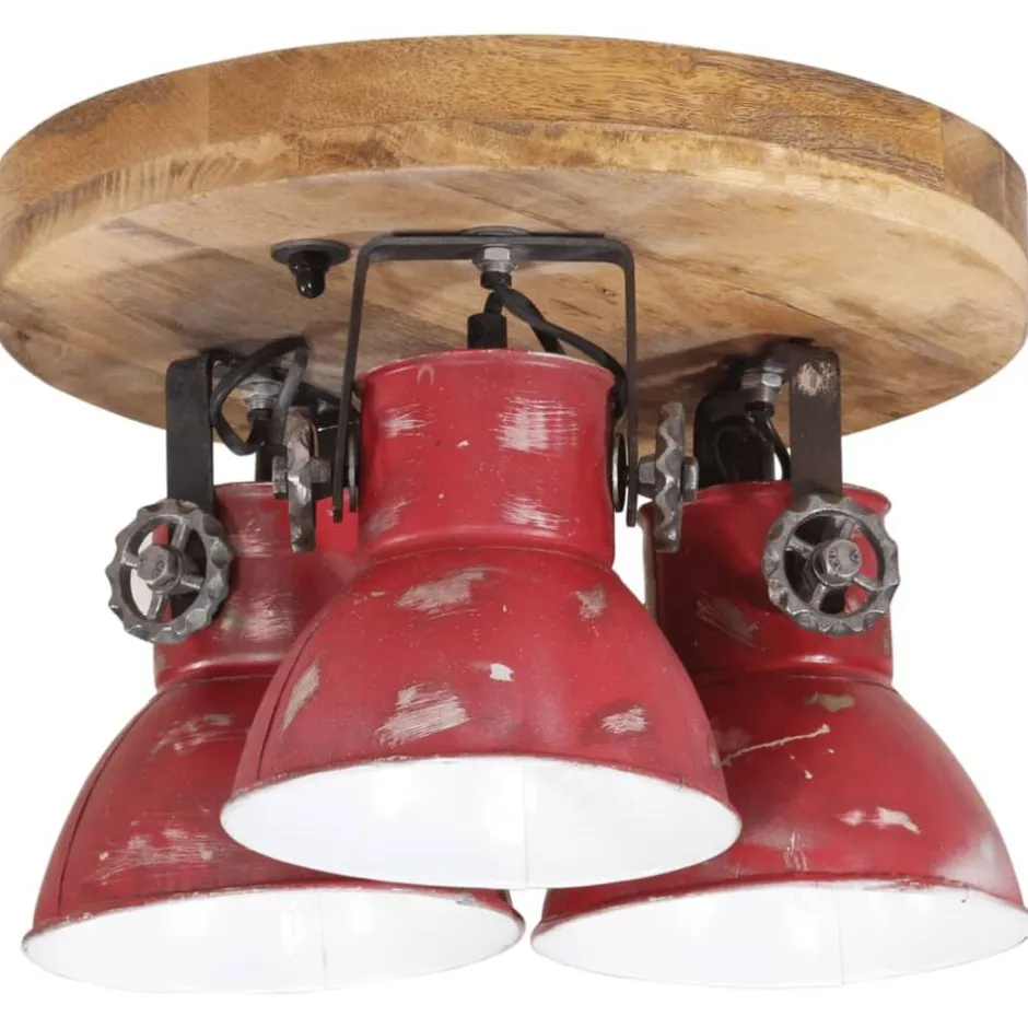New vidaXL Taklampa 25 W nött 35x35x25 cm E27 Röd