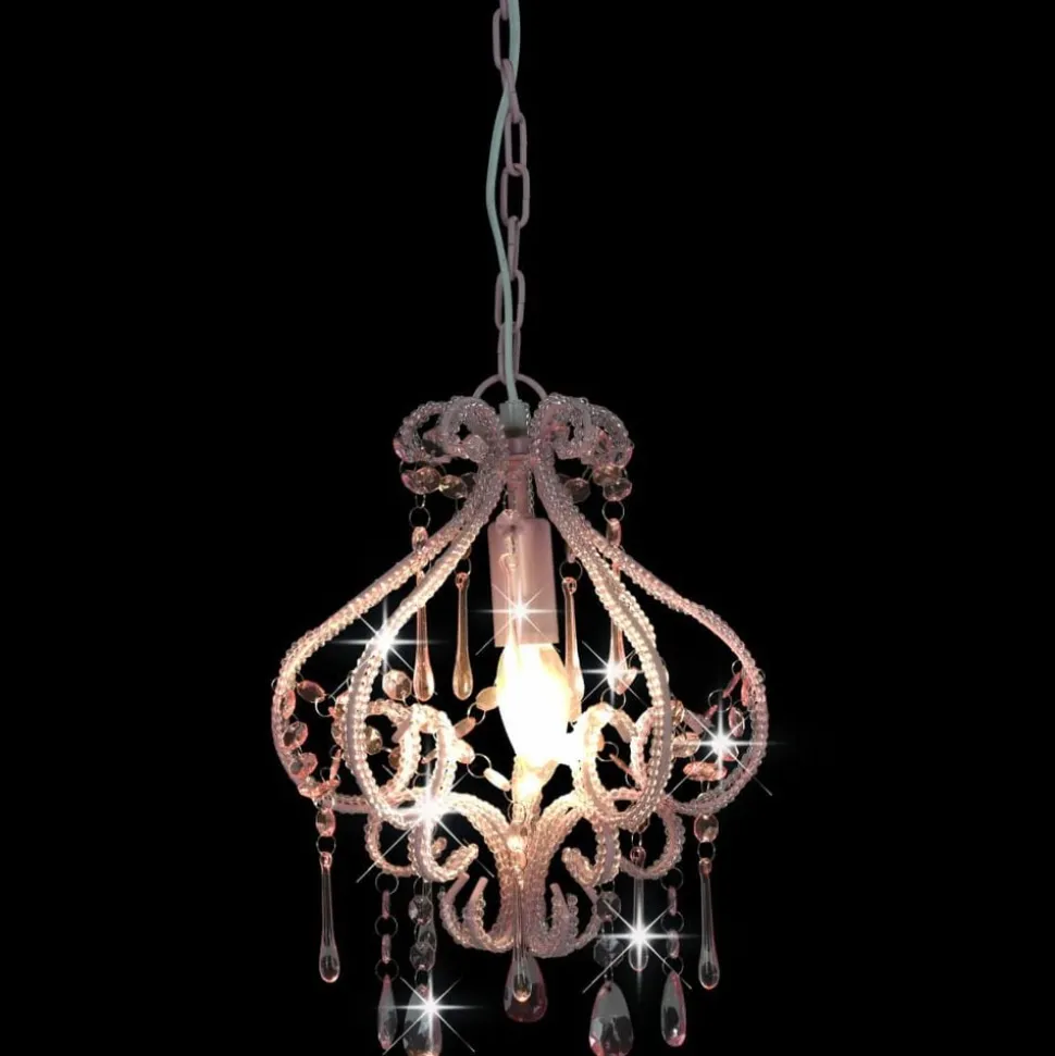vidaXL Taklampa med pärlor silver rund E14