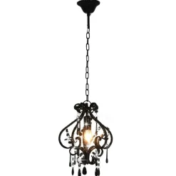 Best vidaXL Taklampa med pärlor rund E14 Svart