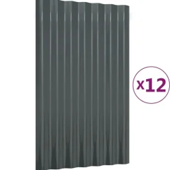 vidaXL Takplåt 12 st galvaniserat stål antracit 60x36 cm