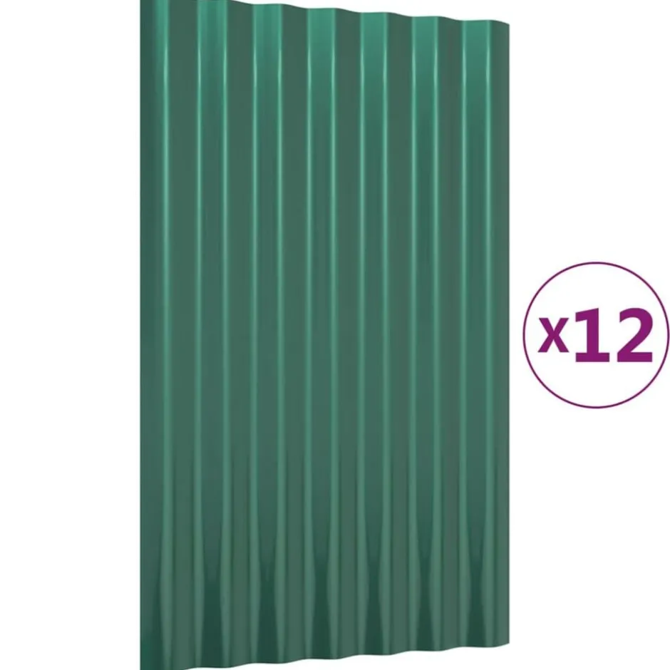 New vidaXL Takplåt 12 st galvaniserat stål 60x36 cm Grön