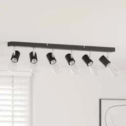 vidaXL Takspotlight med strålkastare Svart 73 x 6,5 x 11,5 cm Metall
