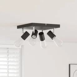 vidaXL Takspotlight med strålkastare 26,5 x 26 x 11,5 cm Metall Svart