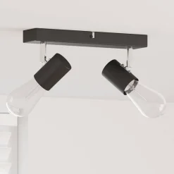 vidaXL Takspotlight med strålkastare Svart 26 x 6,5 x 11,5 cm Metall