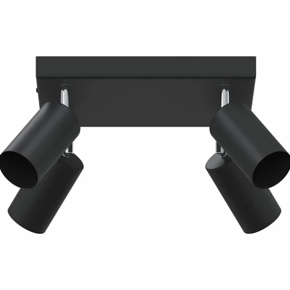Online vidaXL Takspotlight med strålkastare 26 x 26 x 16 cm Metall Svart