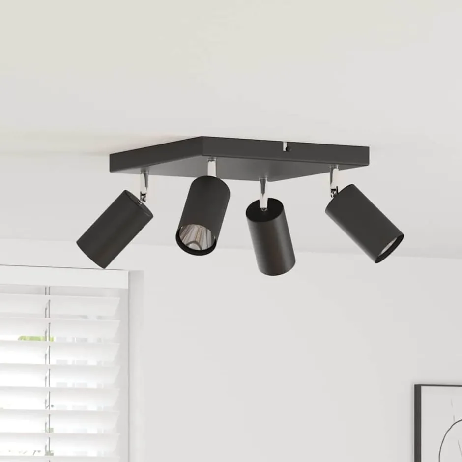 Online vidaXL Takspotlight med strålkastare 26 x 26 x 16 cm Metall Svart