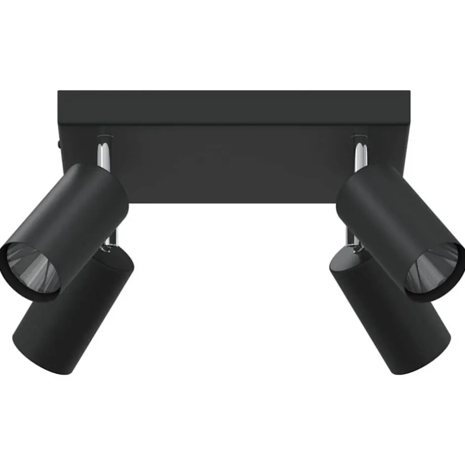 Online vidaXL Takspotlight med strålkastare 26 x 26 x 16 cm Metall Svart