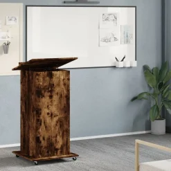 vidaXL Talarstol hjul & låda rökfärgad ek 55x55x107 cm konstruerat trä