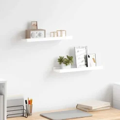 Discount vidaXL Tavellister 2 st 40x9x3 cm MDF Vit