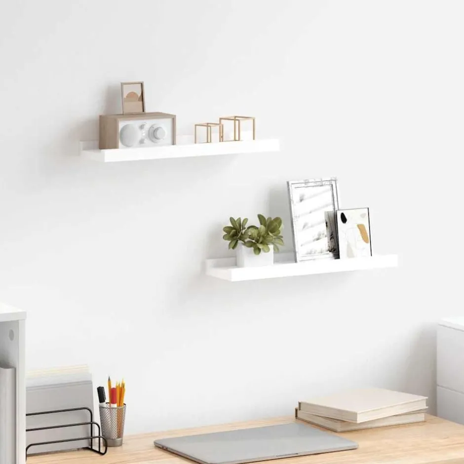 Discount vidaXL Tavellister 2 st 40x9x3 cm MDF Vit