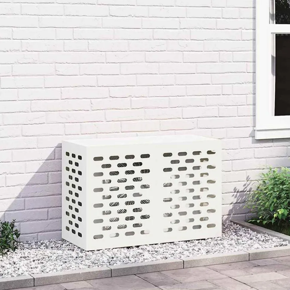 vidaXL Täckning för Luftkonditionering Vit 90 x 40 x 60 cm Stål