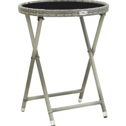 Outlet vidaXL Tebord 60 cm konstrotting och härdat glas Grå