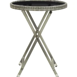 Outlet vidaXL Tebord 60 cm konstrotting och härdat glas Grå