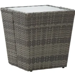 vidaXL Tebord grå 41,5x41,5x43 cm konstrotting och härdat glas