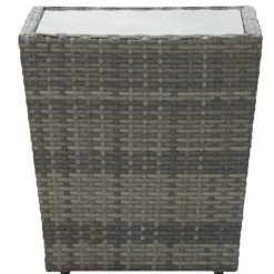 vidaXL Tebord grå 41,5x41,5x43 cm konstrotting och härdat glas