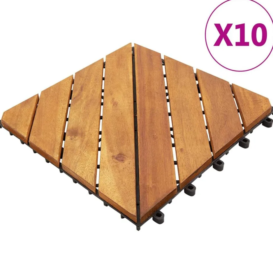 Discount vidaXL Terrassplattor 10 pcs 30 x 30 cm Akacia Hårdträ Brun
