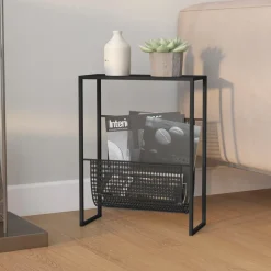 vidaXL Tidningsställ svart 35x15x45 cm stål