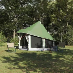 vidaXL Tipi Tält med tak med lagring Grön 404 x 370 x 270 cm taffeta