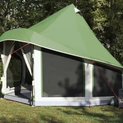 vidaXL Tipi Tält med tak med lagring Grön 404 x 370 x 270 cm taffeta
