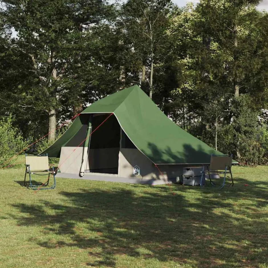 New vidaXL Tipi Tält med tak med lagring 364 x 281 x 257 cm taffeta Grön