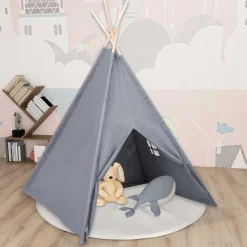 vidaXL Tipitält för barn med väska peachskin grå 120x120x150 cm