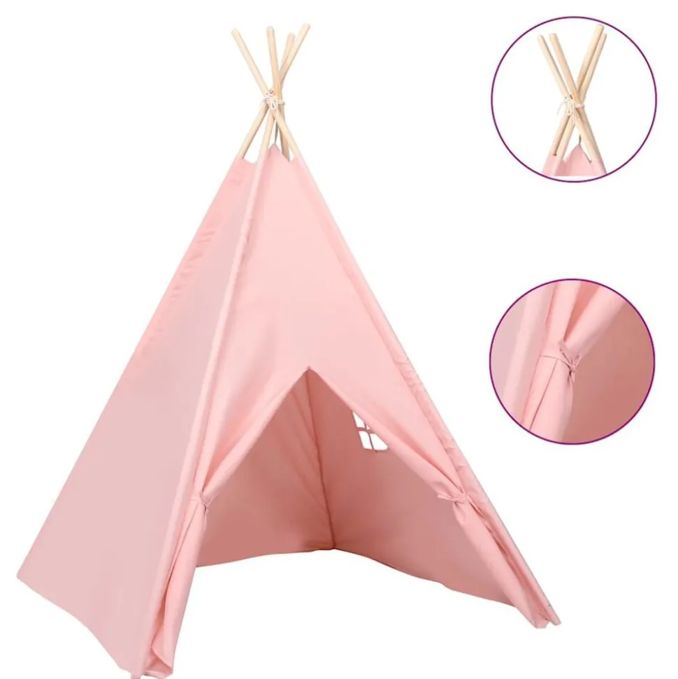 vidaXL Tipitält för barn med väska peachskin rosa 120x120x150 cm