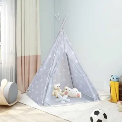 Outlet vidaXL Tipitält för barn polyester med väska 115x115x160 cm Grå