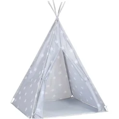 Outlet vidaXL Tipitält för barn polyester med väska 115x115x160 cm Grå