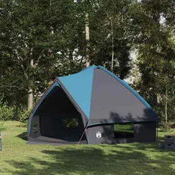 vidaXL Tält för 10 personer med tak Blå och grå 567 x 470 x 242 cm