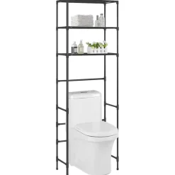 vidaXL Toaletthylla med 3 hyllplan svart 53x28x169 cm