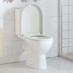 Hot vidaXL Toalettsits med mjuk stängning fyrkantig Vit