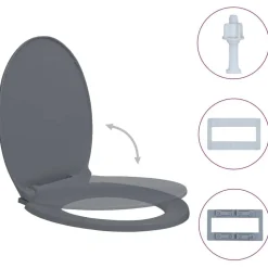 vidaXL Toalettsits mjuk stängning grå oval