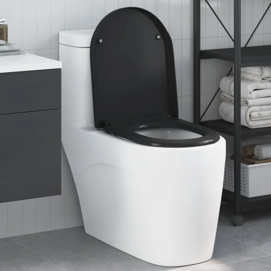 New vidaXL Toalettstol 49 x 36 x 4 cm Duroplast Svart