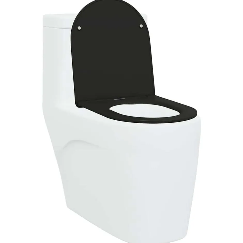 Hot vidaXL Toalettstol 47 x 36 x 3,4 cm Duroplast Svart