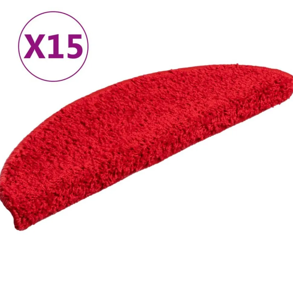 vidaXL Trappmattor 15 st 56x17x3 cm röda halvrunda