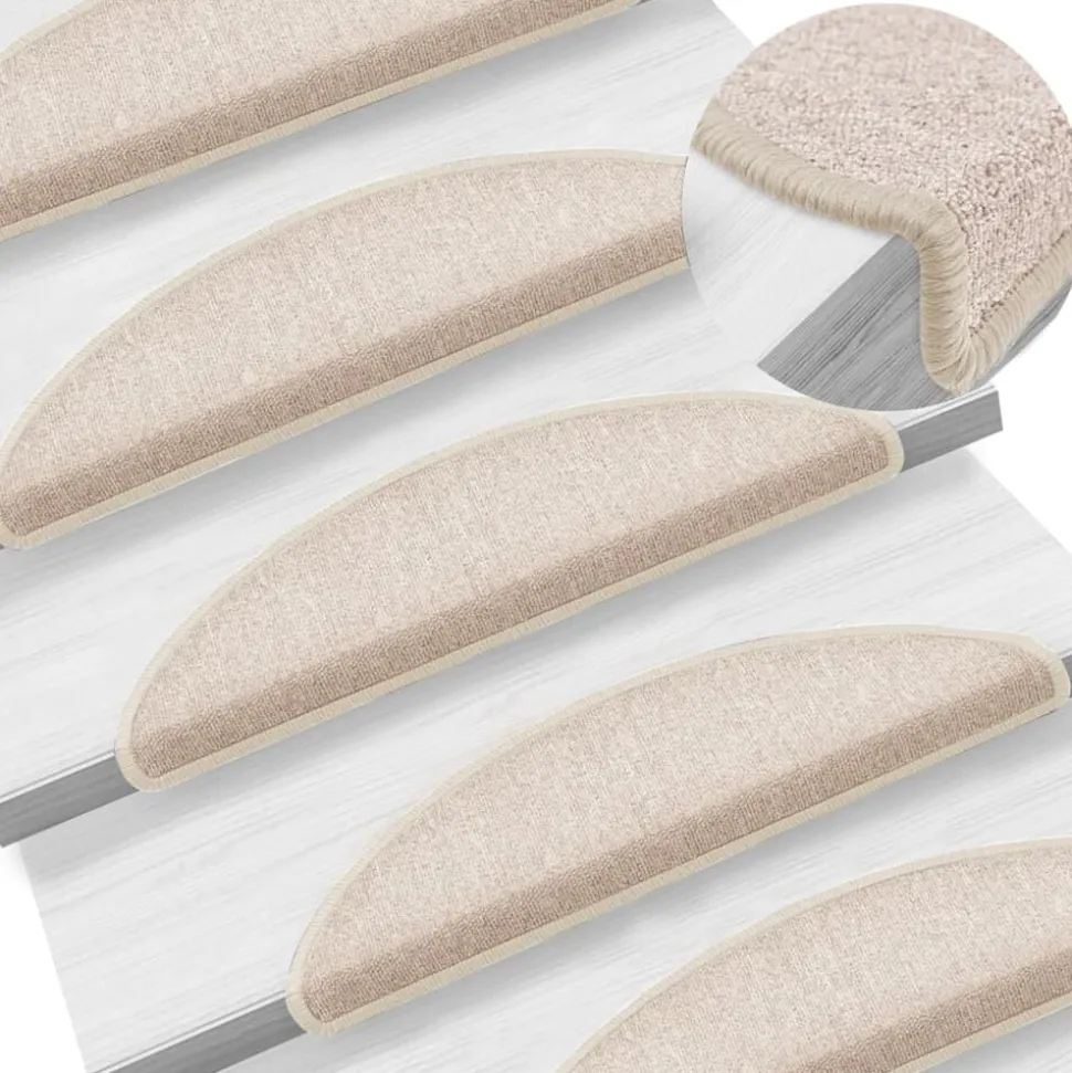 vidaXL Trappmattor 15 st 56x17x3 cm taupe halvrunda